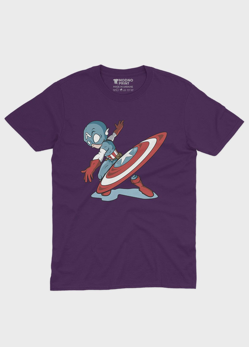 Фиолетовая демисезонная футболка для мальчика с принтом супергероя - капитан америка (ts001-1-dby-006-022-011-b) Modno