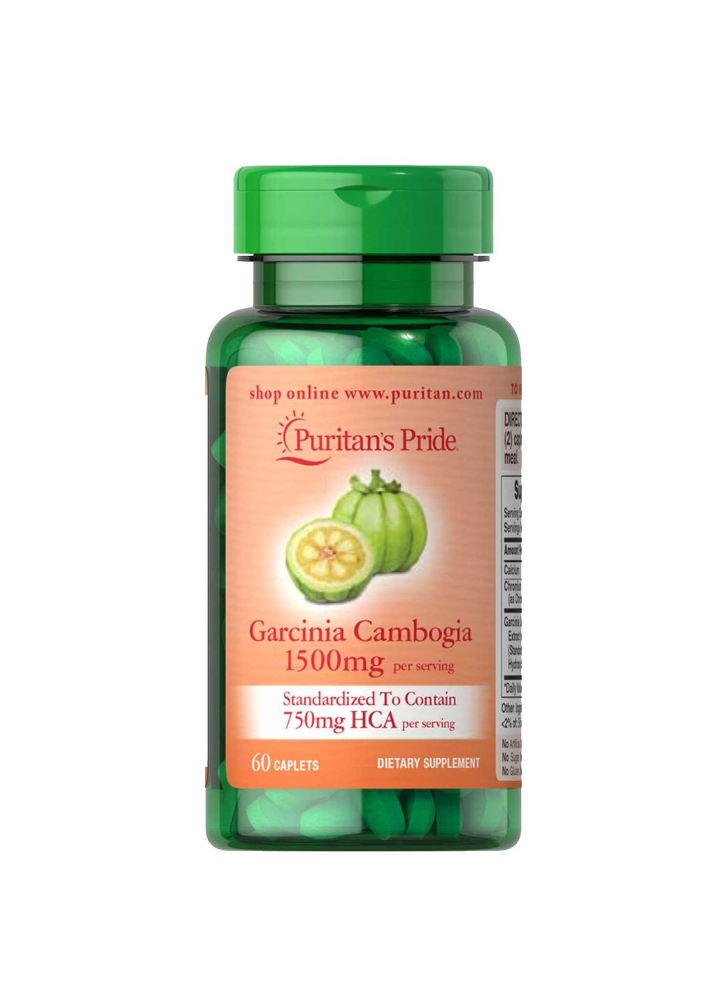Гарцинія камбоджійська Puritan's Pride Garcinia Cambogia 1500 mg, 60 каплет Puritans Pride (290011361)