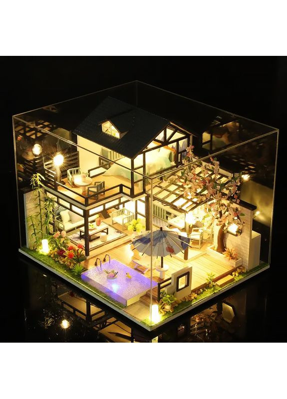 Ляльковий будинок конструктор Японський будиночок із садом збірний румбокс із LED підсвіткою DIY House (362455915)