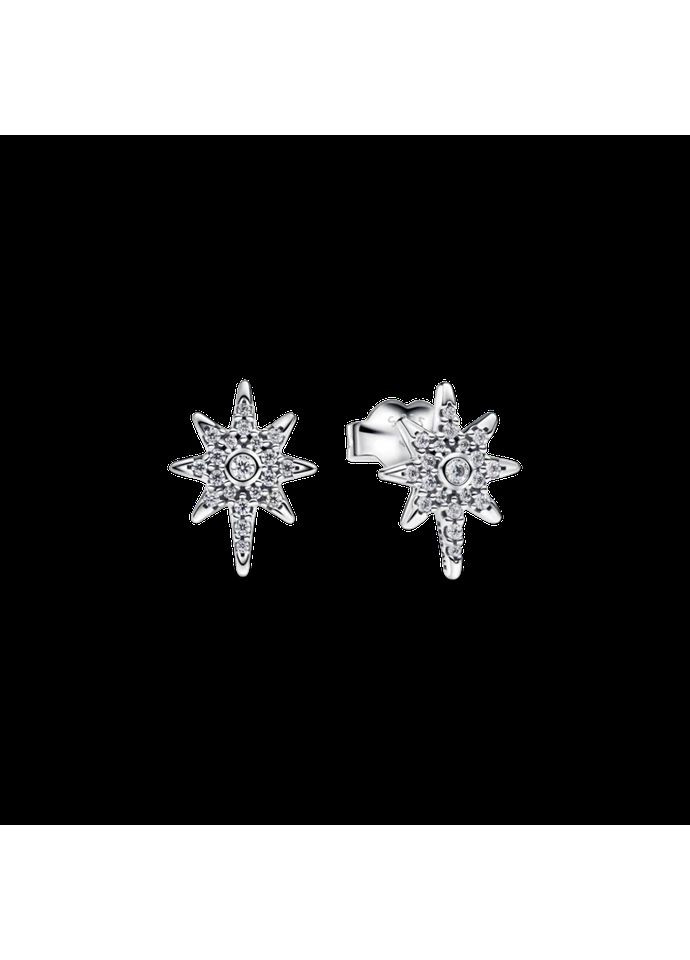 Срібні Сережки кульчики Пандора "Полярна зірка" 293587C01 Kabluchka (355346400)