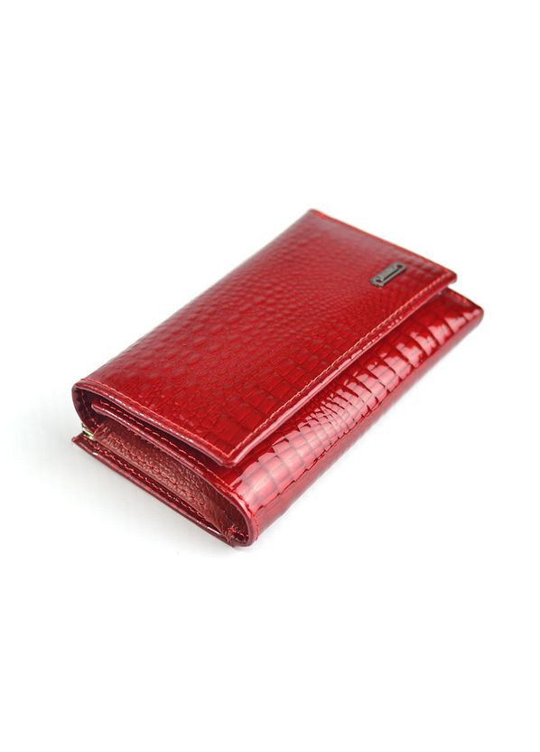 Червоний міні гаманець на кнопці, Лаковий маленький розкладний гаманець портмоне з натуральної шкіри Balisa (266266484)