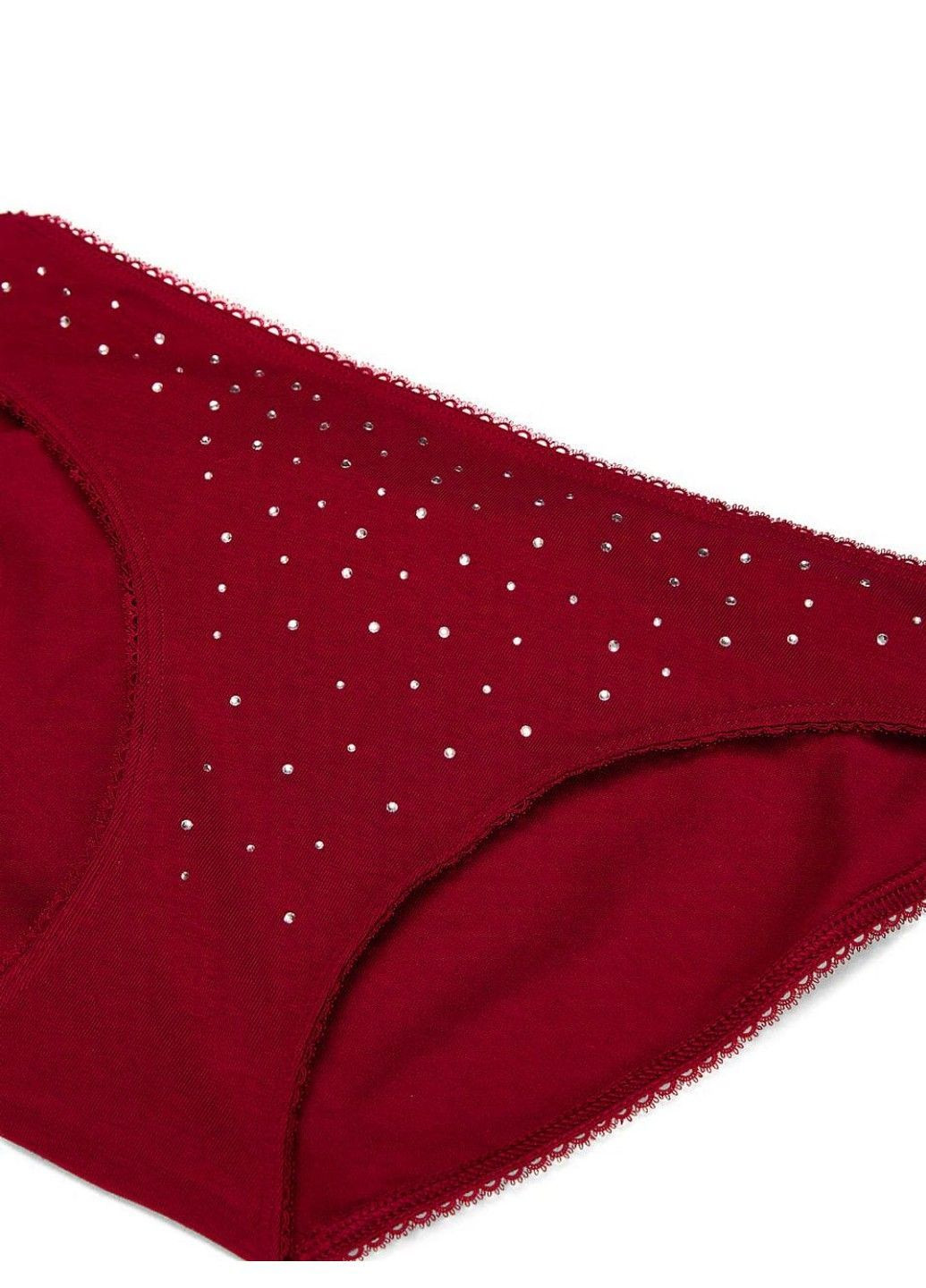 Трусики-бикини женские хлопковые Stretch Cotton Sparkle Bikini Panty бордовые Victoria's Secret (370139639)