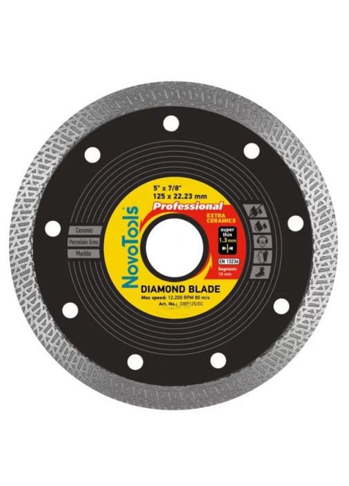 Алмазний диск Professional Deep Cut (125х10х22.23 мм) круг відрізний по кераміці (23236) NovoTools (286423738)