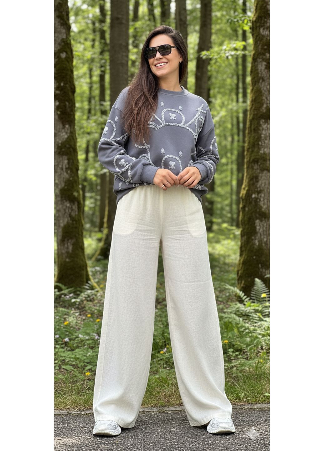 Серый свитер "мишка тедди" с камнями Anastasimo