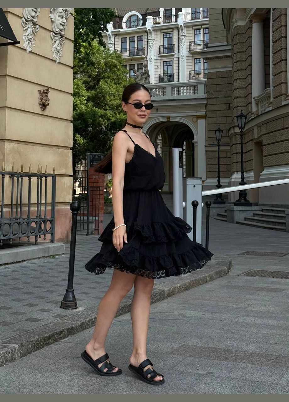 Черное повседневный, кэжуал женское черное платье No Brand однотонное