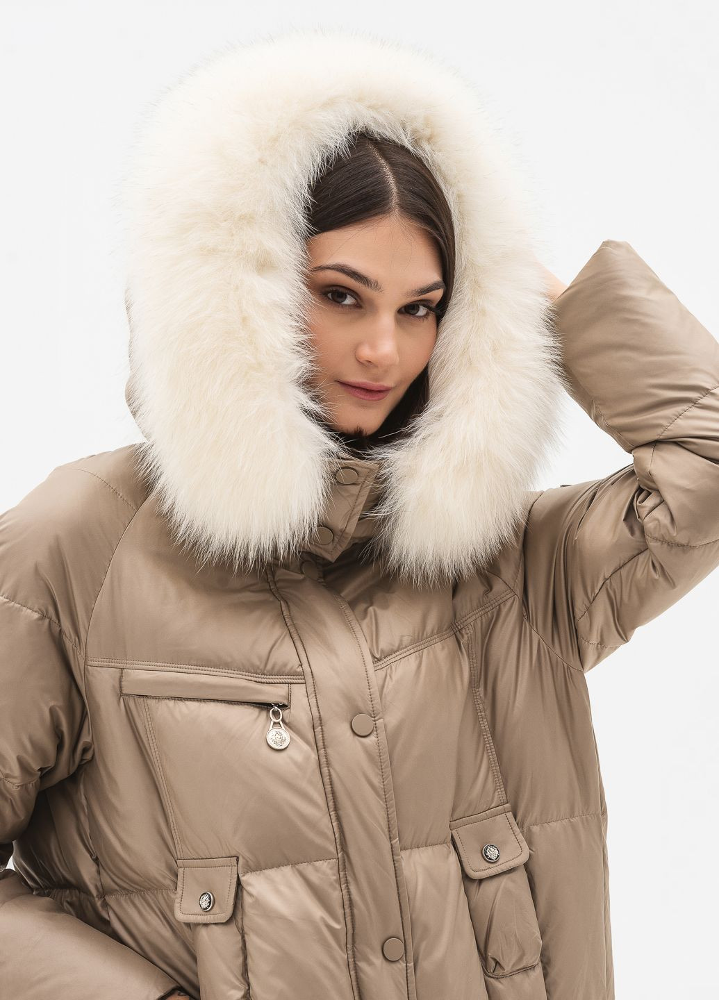 Бежевый зимний Пуховик Vo-tarun