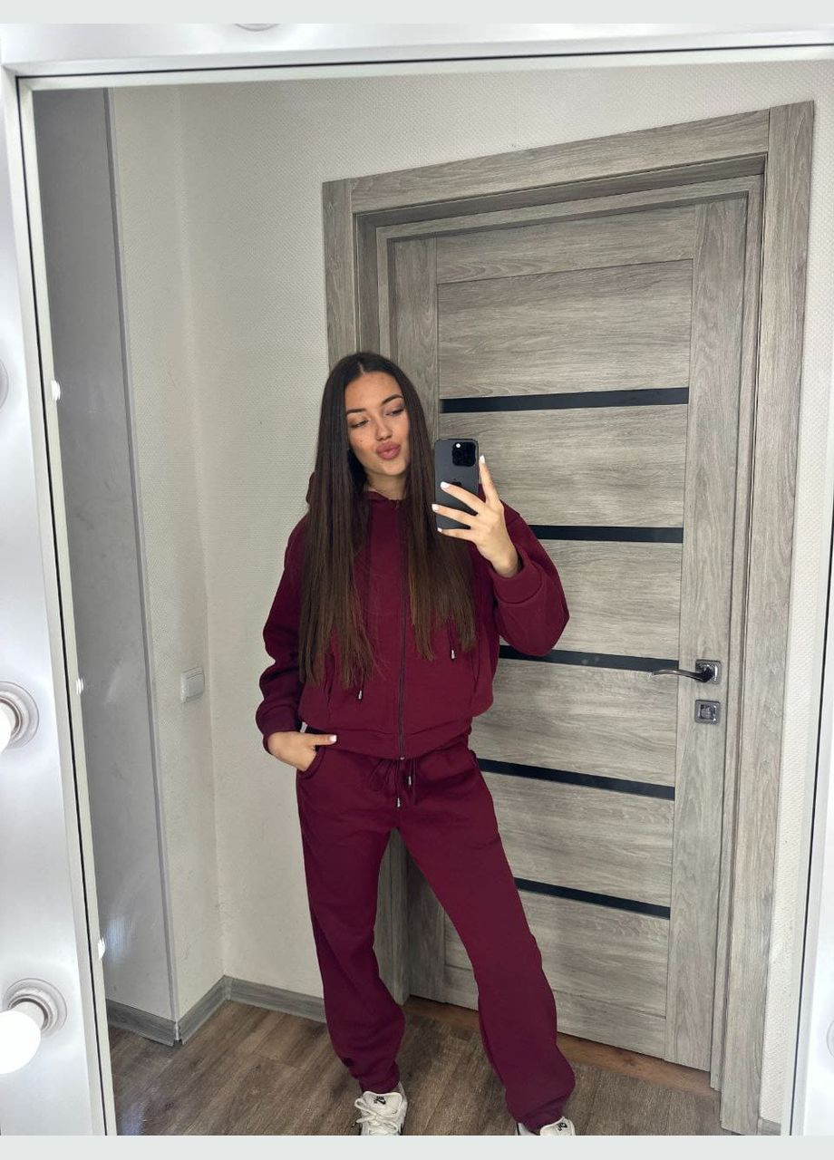 Женский теплый костюм двойка цвет бордо New Trend (304988943)