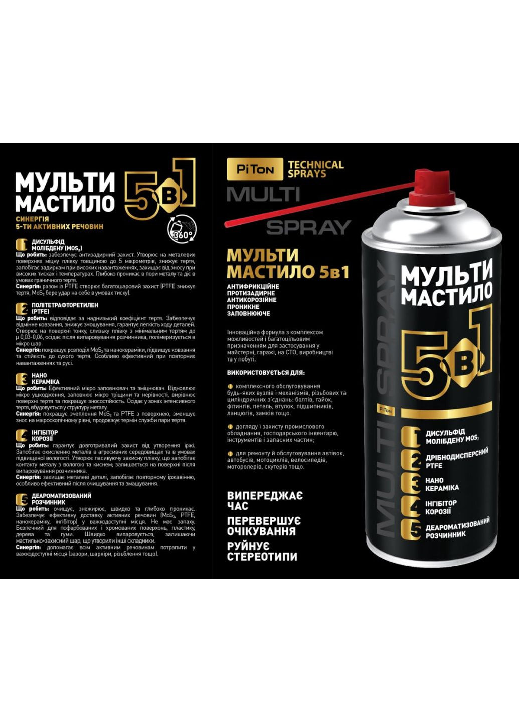 Мастило 5в1 багатофункціональне, антикорозійне, 400 мл PiTon (361433238)