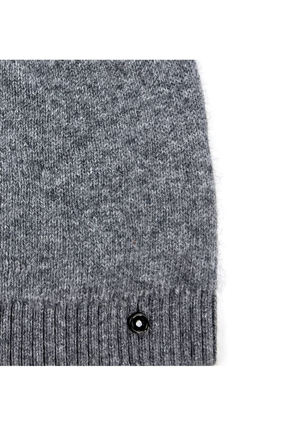 Шапка біні жіноча ангора сіра LINDA LuckyLOOK 052-710 (322790959)