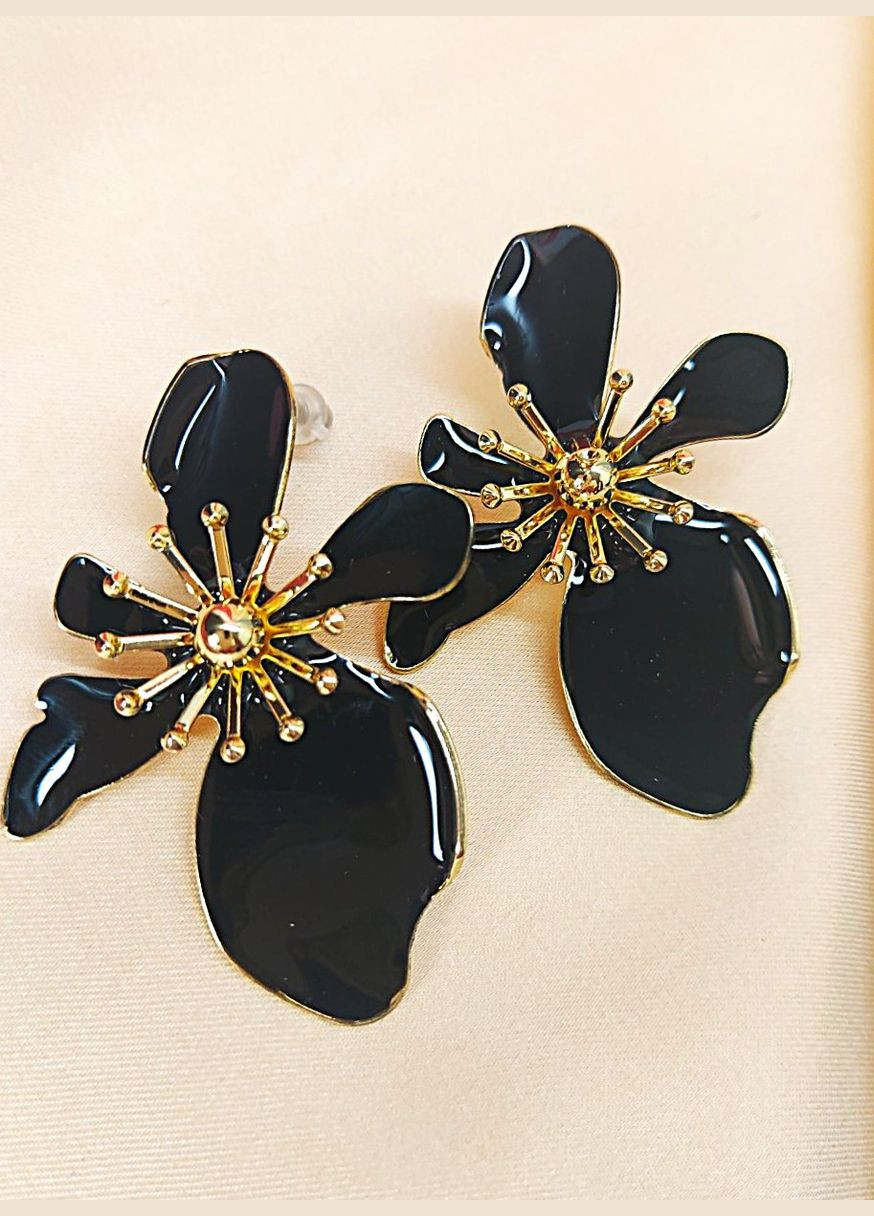 Сережки біжутерія Квіти чорні No Brand (341140527)