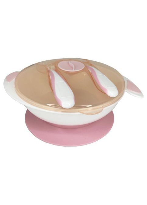 Тарелка на присоске с ложкой и вилкой MGZ-0109(Peach) 350 мл Megazayka (361146737)