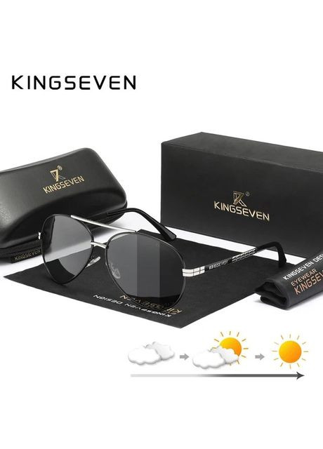 Мужские фотохромные солнцезащитные очки NK7840 Silver Photochromic KINGSEVEN (303401583)