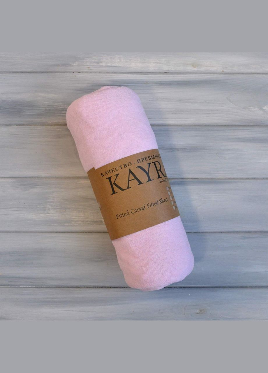 Простирадло 140х200+25см махрове на резинці Пудрове Kayra (318387589)