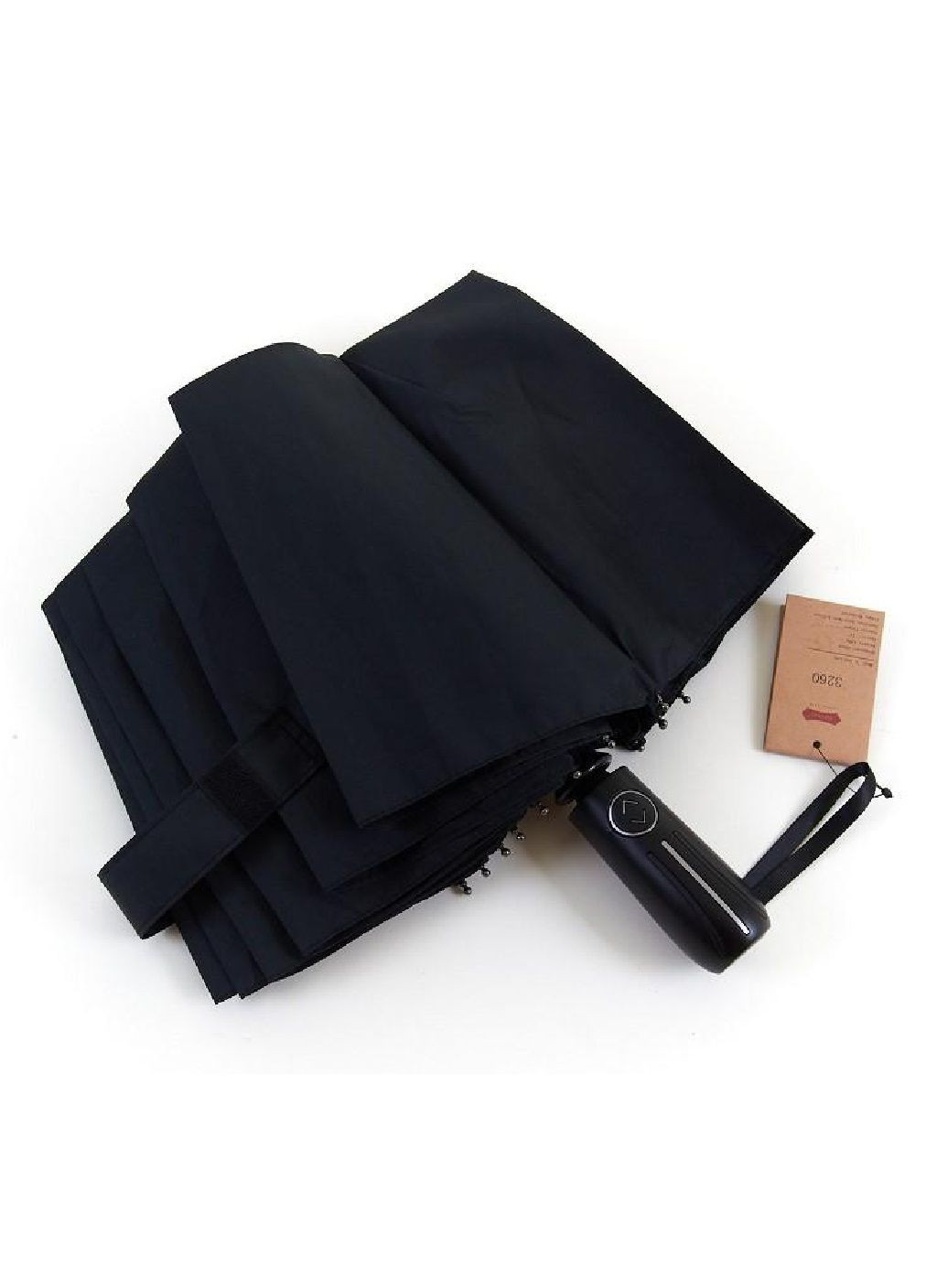 Чорна} парасолька унісекс автомат на 12 спиць із системою антивітер закриттям у три складання захисним чохлом 32 см (477896-prob) чорна Unbranded середня система антивітер (300773359)