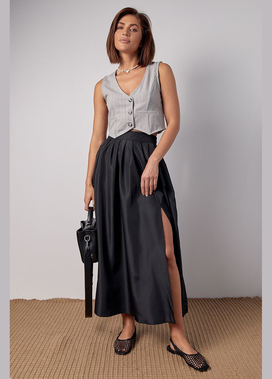 Светло-серый женский короткий женский жилет в полоску на пуговицах - кофейный цвет, m (sku_87831) No Brand полосатый - всесезон