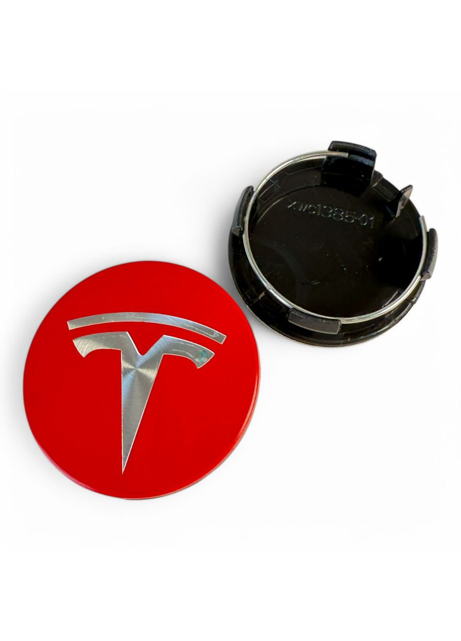 Ковпачок для дисків Тесла заглушка для дисків 57/50 мм червоний з хром логотипом. (1 шт.) Tesla (354698693)