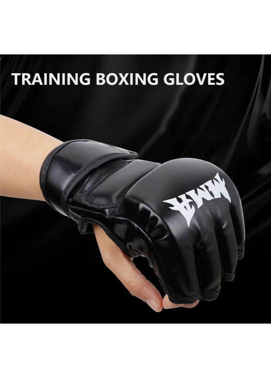 Професійні боксерські рукавички напівпальцеві зі штучної шкіри для MMA, боксу, кікбоксингу та тренувань No Brand (362682341)