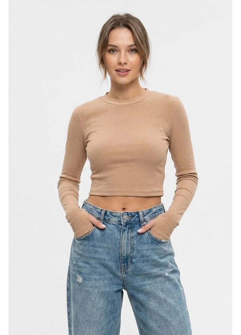 Топ женский однотонный тёмно-бежевого цвета Let's Shop (398923274)