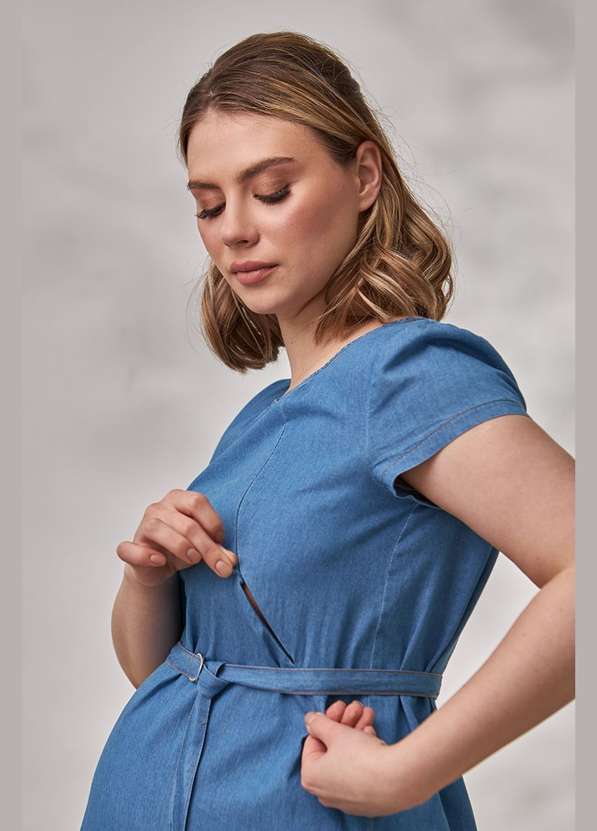 Голубое голубое джинсовое платье для беременных и кормящих Юла мама