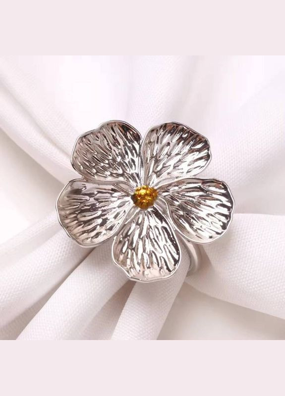 Кільце для серветок Квітка срібна 6 шт Malva (300860415)