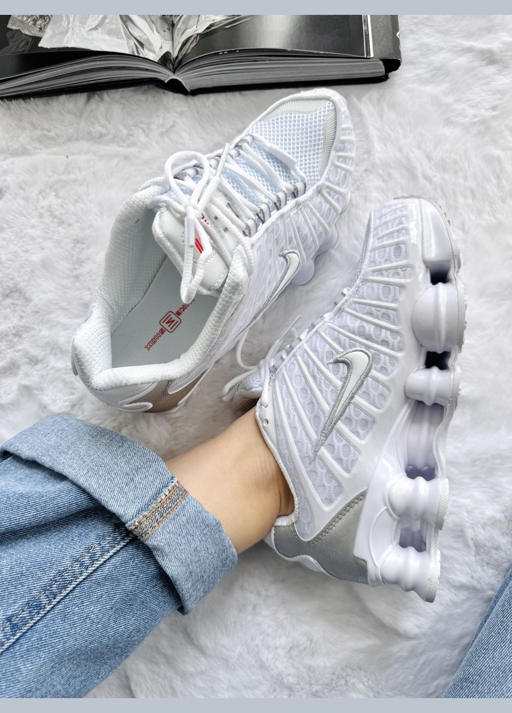 Белые демисезонные кроссовки мужские и женские nike shox tl white | найк шокс тл белые No Brand