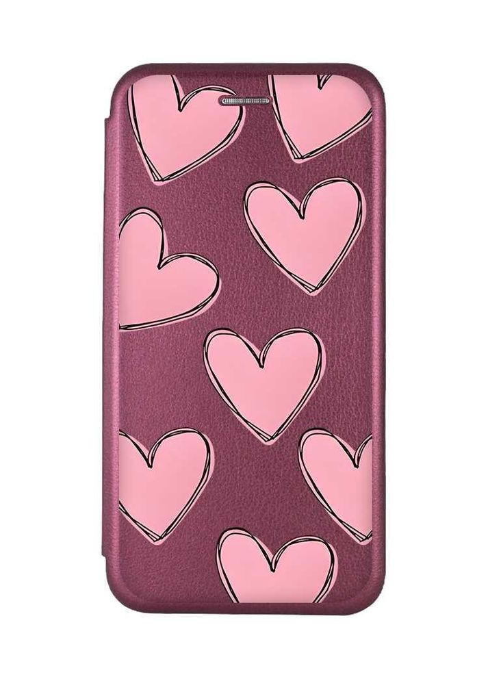 Чохол-книжка з малюнком для Xiaomi Redmi Note 10 Pro/10 Pro Max Бордовий:: Сердечка рожеві (принт 78) G-Case (360706433)