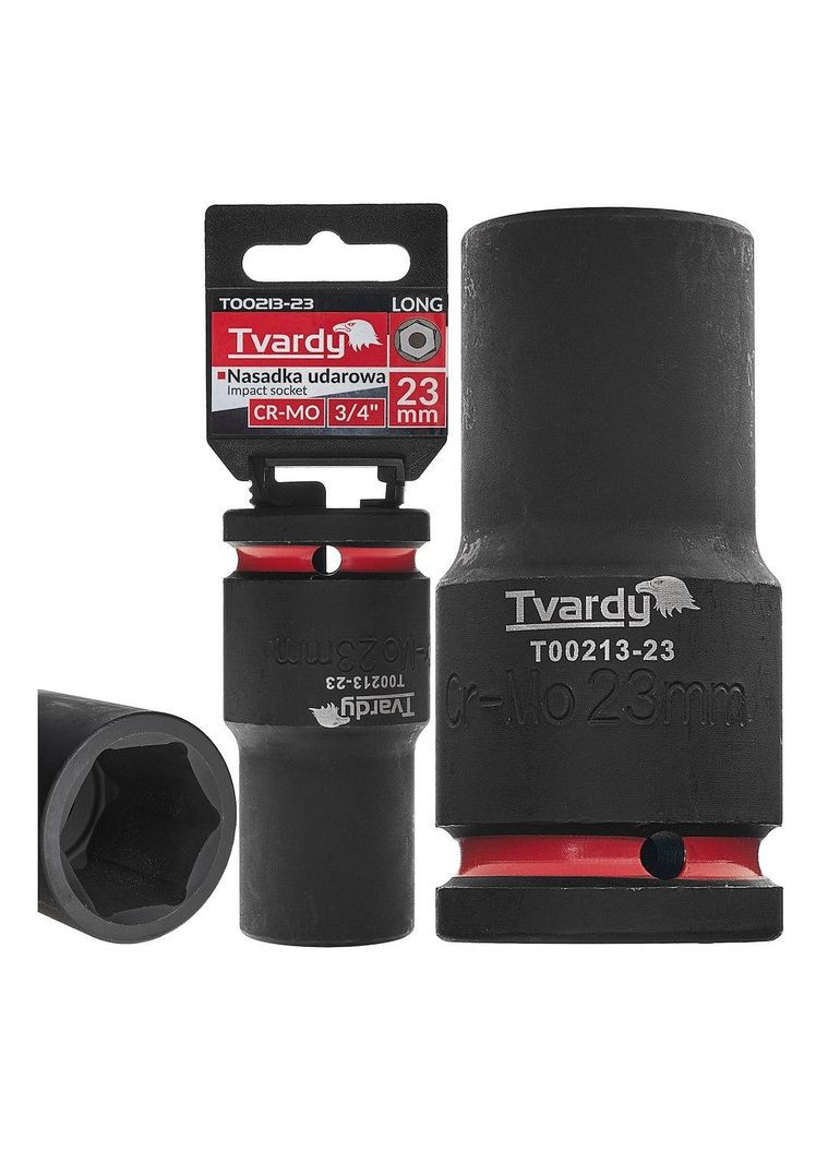 Головка ударная "Tvardy" из хром-молибденовой стали (Cr-Mo) 3/4" 6-гранная длинная 23 мм. Geko (355263103)