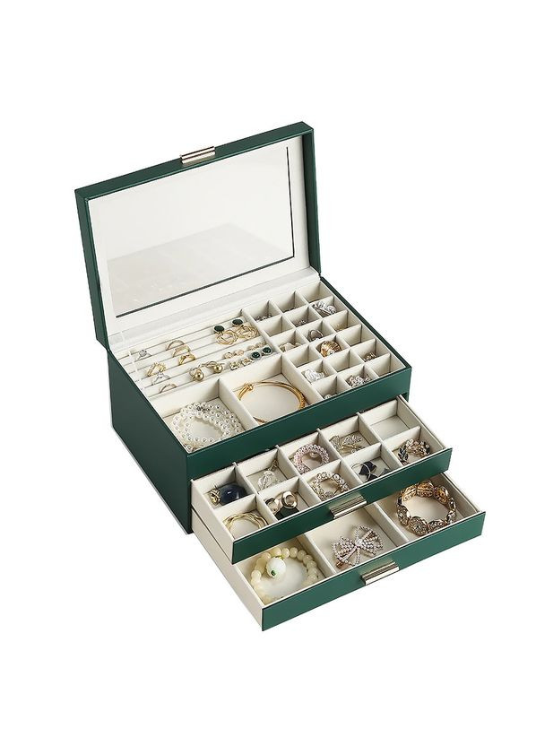 Шкатулка SP-01223 Green 26,5*18*13,5 см для украшений и ювелирных изделий трехуровневая 5шт Casegrace (352012225)