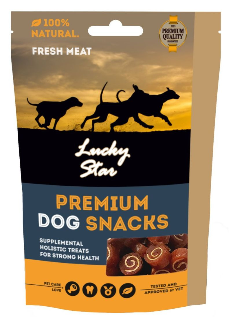 Мини-роллы с мягким мясом курицы и трески, 1–2 см, 85 г — вкусное и полезное лакомство для собак Lucky Star (362915981)