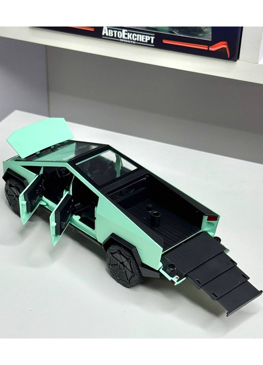 Инерционная коллекционная машинка Tesla Cybertruck 1:32 с эффектами света и звука, Бирюзовая Автосвіт (357205482)