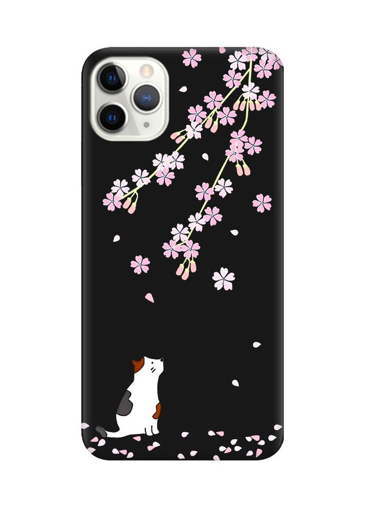 Матовый чехол на iPhone 11 Pro:: Котик и сакура (принт 283) Creative (359498741)