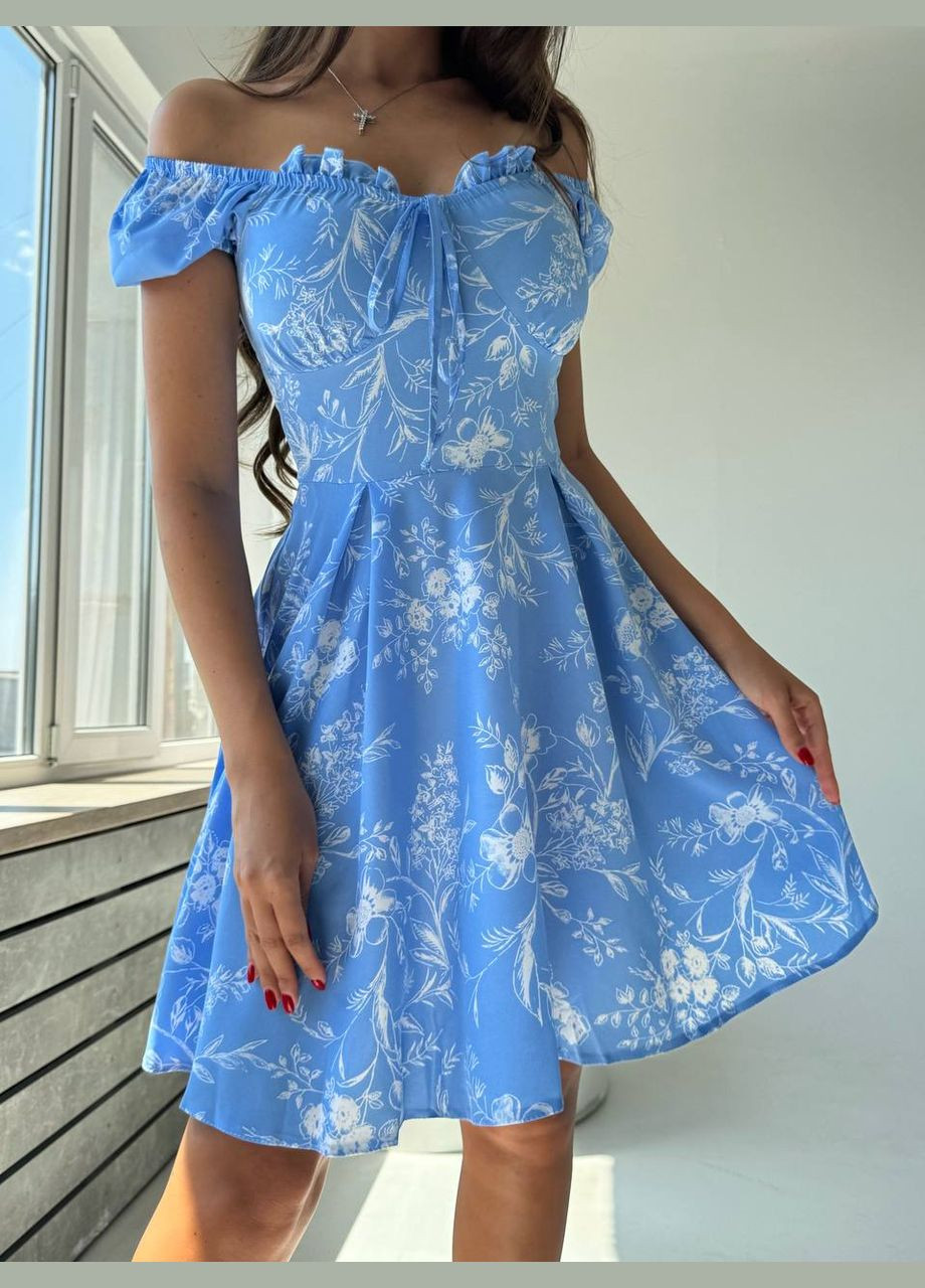 Голубое кэжуал платье N.Family с цветочным принтом