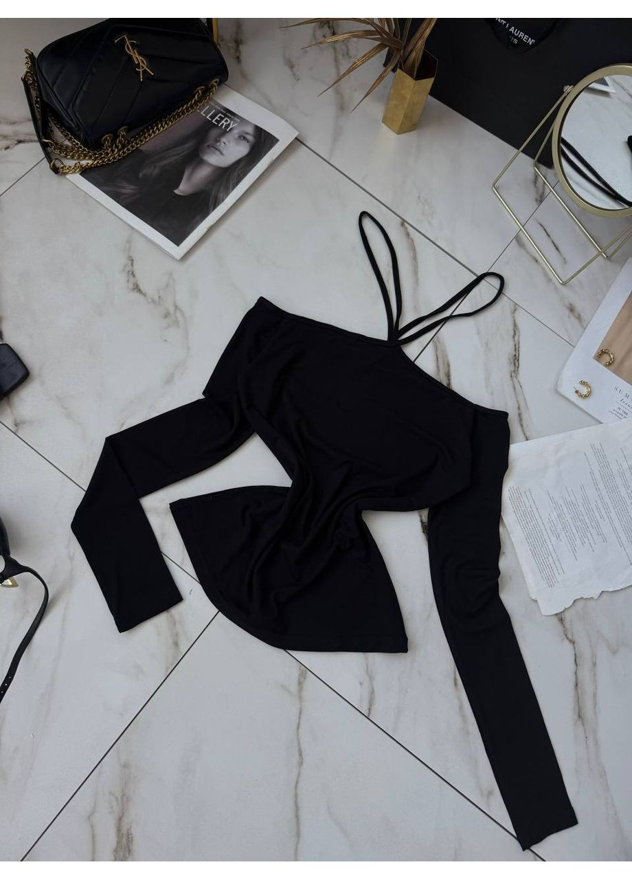 Стильний жіночий лонгслів з відкритими плечима та перехресними бретелями Україна (353492945)