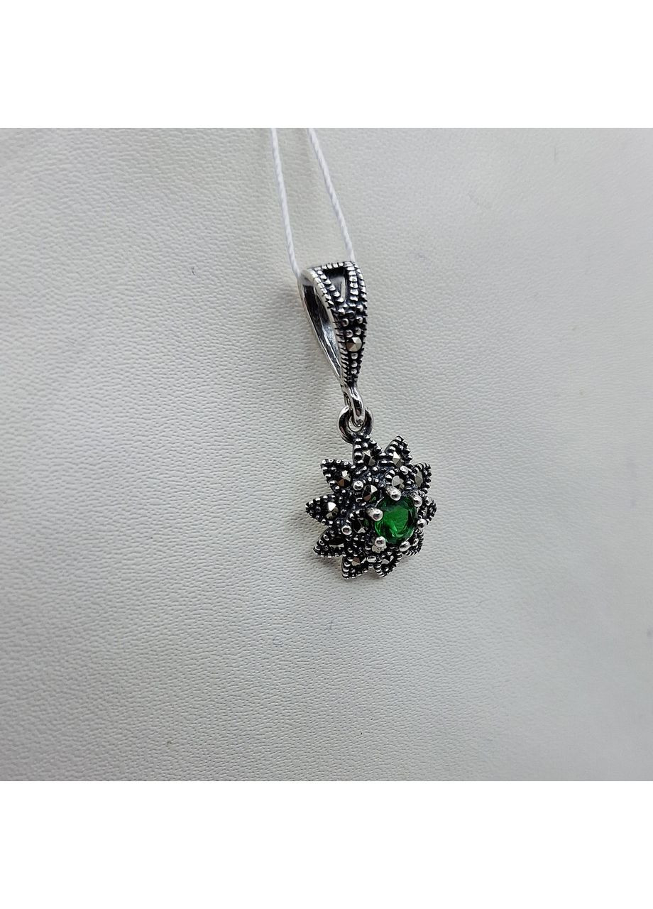 Кулон срібний зі смарагдом та марказитом 1,9 г No Brand (369736576)