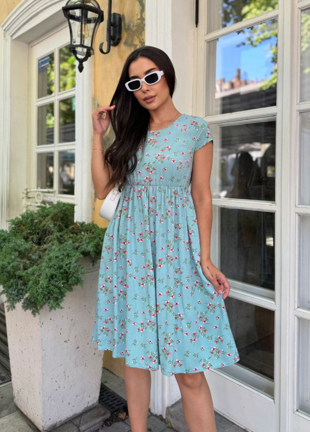 М'ятна повсякденний сукня-міді з квітковим принтом Україна з квітковим принтом