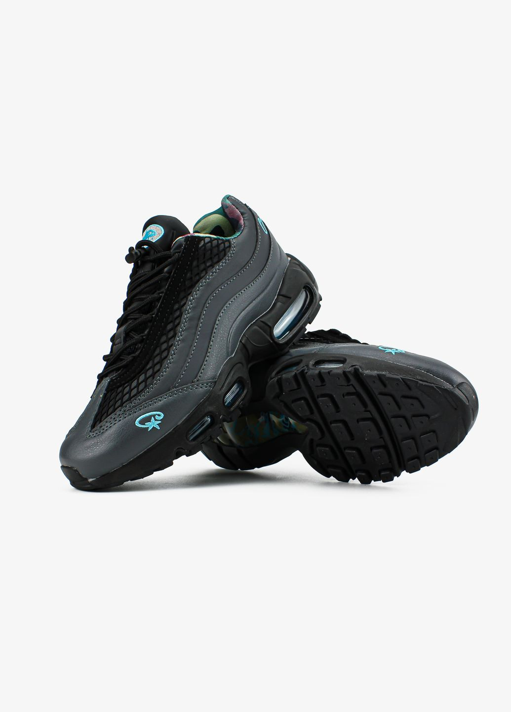 Сірі всесезон кросівки чоловічі nike air max 95 sp corteiz aegean storm gray black | найк аір макс 95 сп сірі чорні No Brand