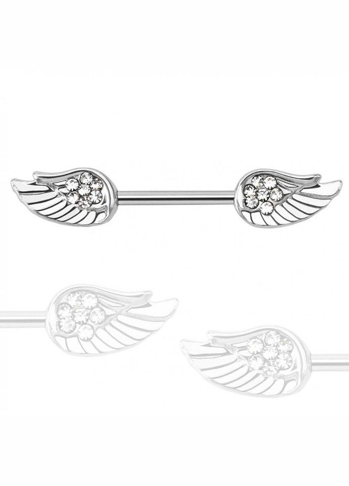 Штанга для пирсинга сосков KR14578-2-C из стали с фианитами Spikes (333698456)