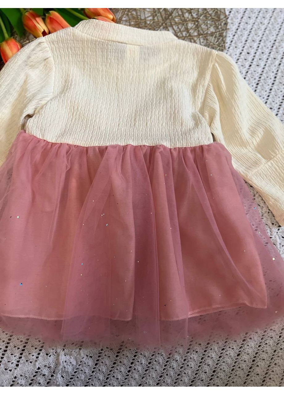 Розовое платье розовое с фатином и большим бантом 🍒✨ No Brand (370664925)