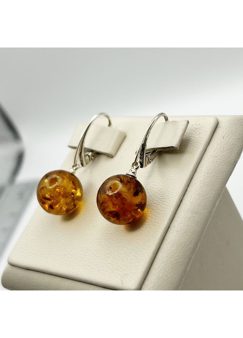 Серьги серебряные с янтарем 3,3 г No Brand (369737163)