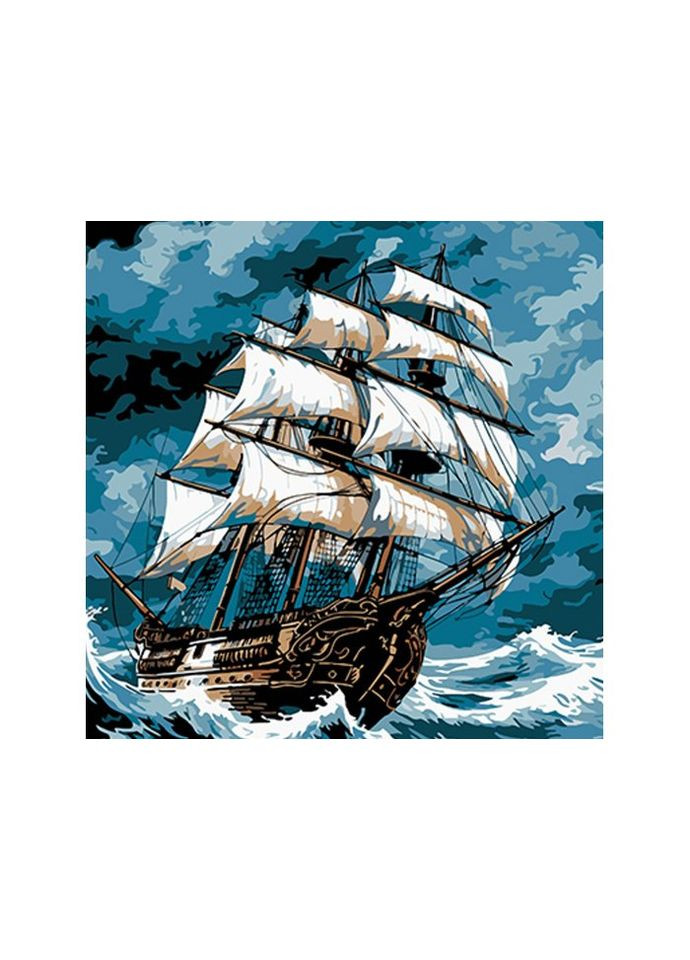 Картина за номерами на чорному фоні Морський шторм, (40х40 см) Strateg (303899593)