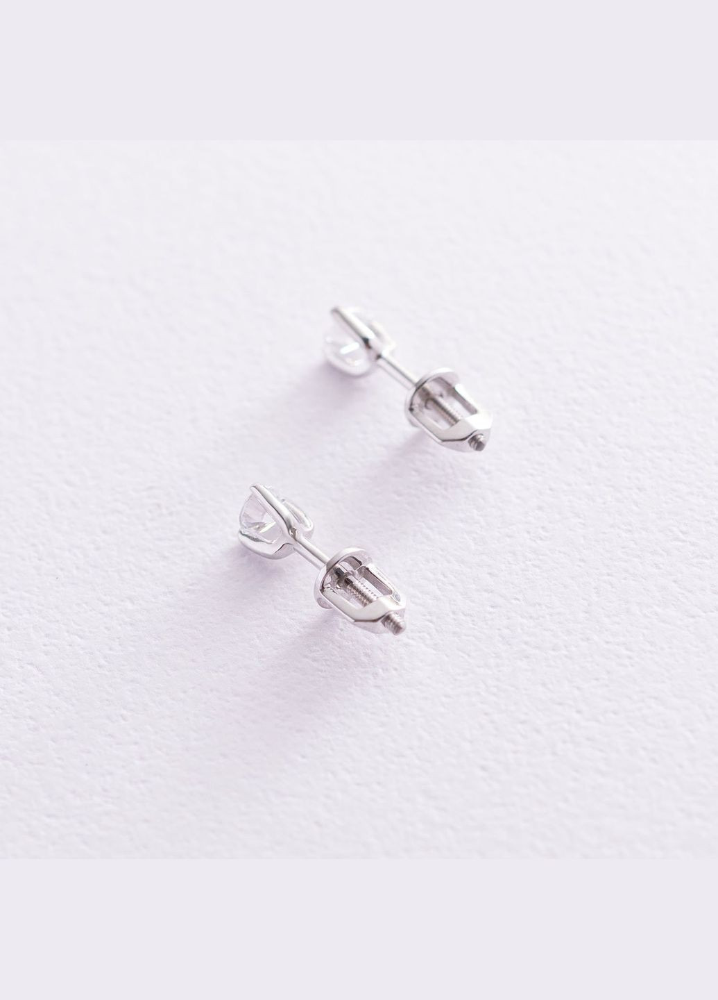 Сережки-пусети з білого золота з фіанітами с02828 Oniks (264022641)