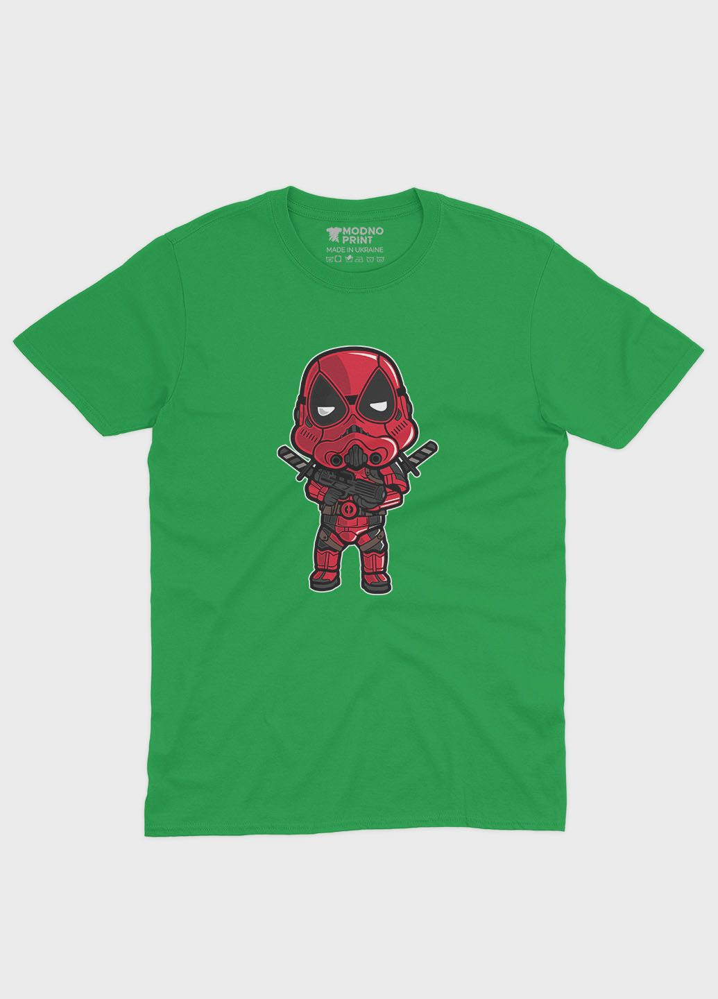 Зеленая демисезонная футболка для мальчика с принтом антигероя - дедпул (ts001-1-keg-006-015-017-b) Modno
