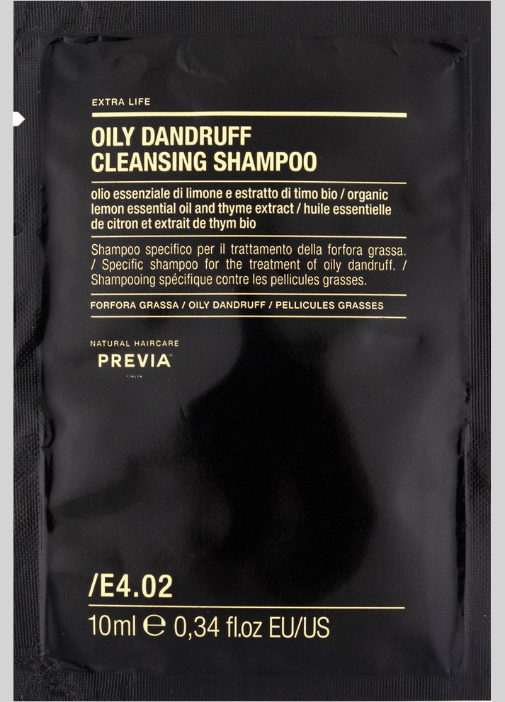 Шампунь очищувальний проти жирної лупи E4.02 Oily Dandruff Cleansing Shampoo 10 мл Previa (336918063)