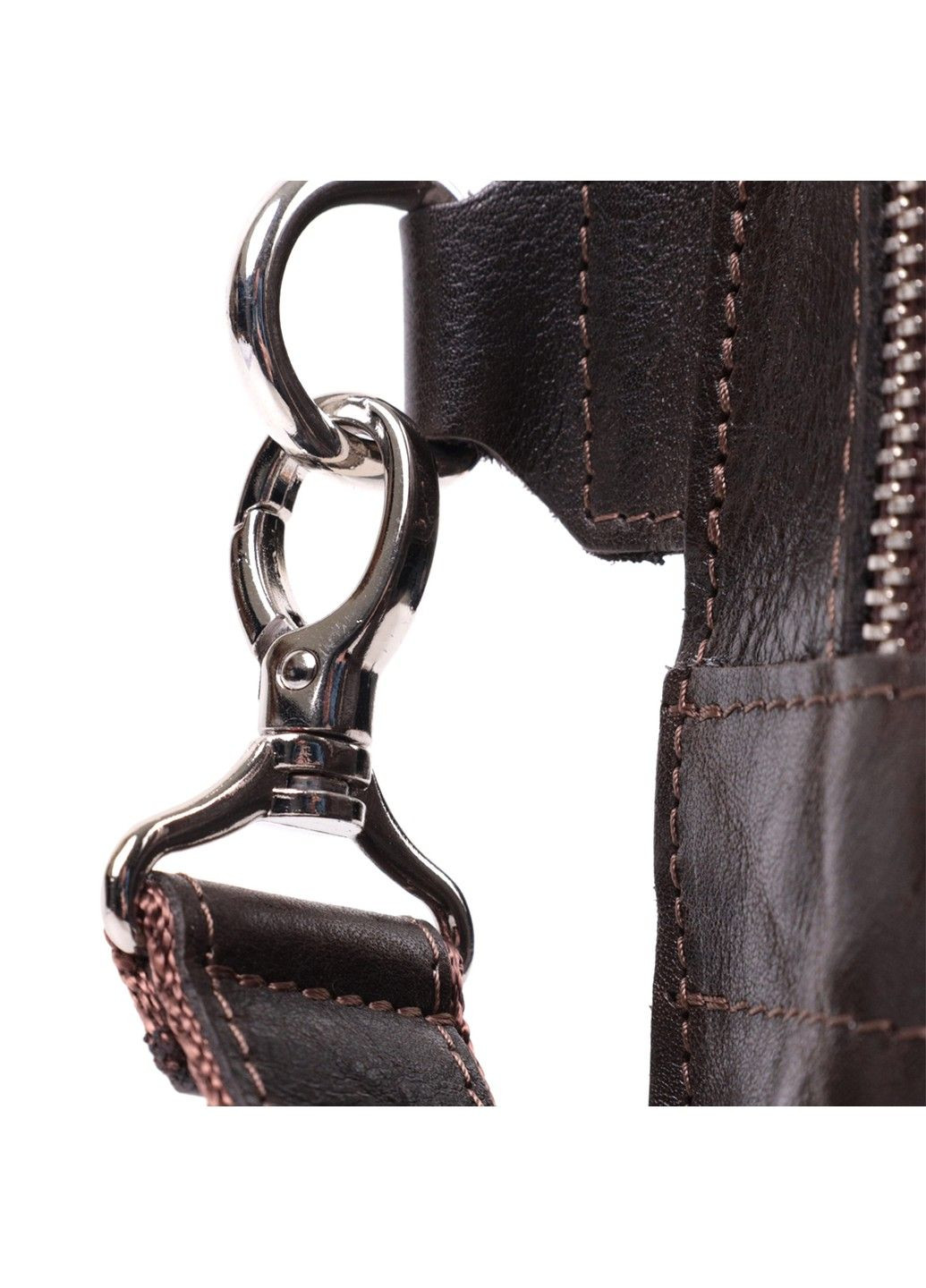 Прямоугольная сумка бананка из качественной натуральной кожи 22575 Коричневый Grande Pelle (292920531)