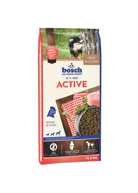 Сухой корм для взрослых собак Active 15 кг (4015598013390) Bosch (287327999)