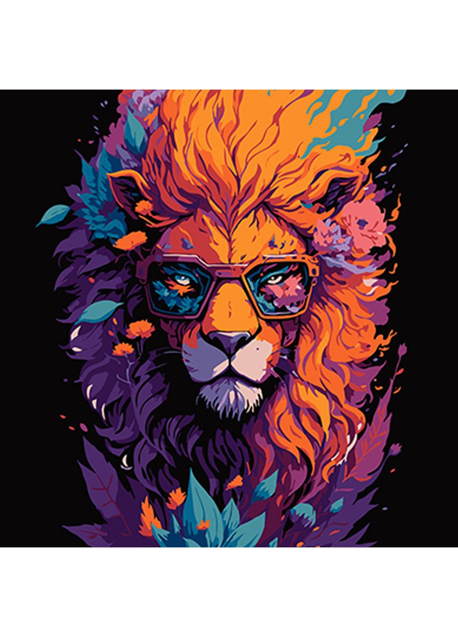 Картина за номерами для дорослих Лев на чорному тлі акрилова розвивальна см Strateg (362428178)