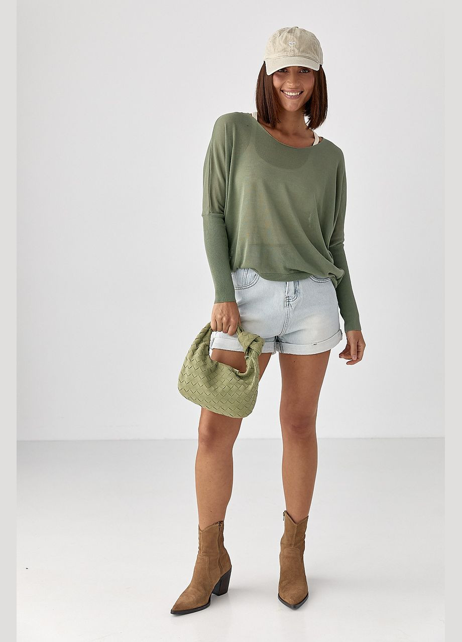 Джемпер вільного крою з необробленою горловиною Lurex (344030187)