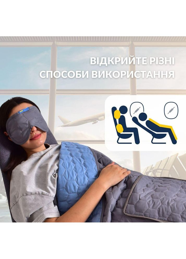 Плед-подушка дорожня трансформер – для подорожей, літака, поїзда, кемпінгу, кріпиться до валізи та маска для сну IDEIA (367726629)