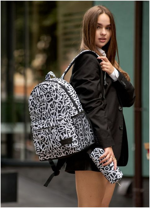 Жіночий тканинний молодіжний рюкзак з пеналом принт Graphity (5920271540) Sambag (361244675)