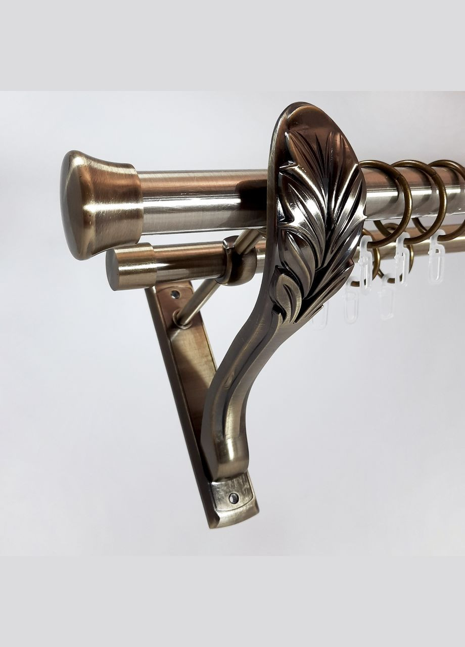 Карниз для штор Дуо металевий дворядний гладка труба кільце металеве Антик 25\19 мм 300 см ORVIT (299335820)